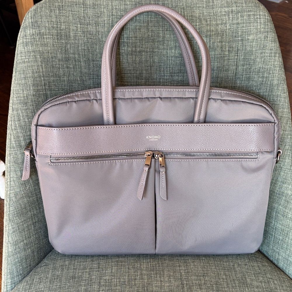Knomo Maiyfair Hanover Gray 14β Laptop crossbody handle nylon Bag unisex NWT